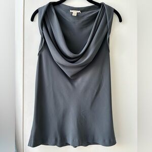 J. Crew Grey Silk Shell with Draped Neckline
